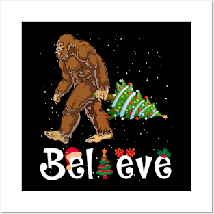 Bigfoot Believe Christmas Posters and Art